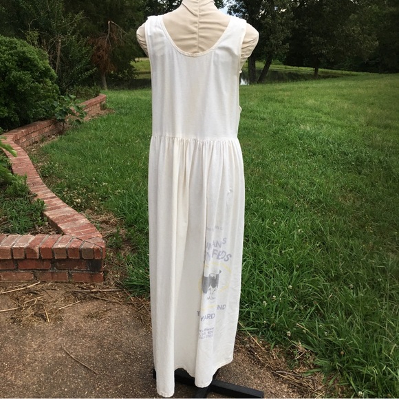 Vintage 80’s Country Farm Prairie Style Flour Sack Maxi Dress  BOHO FESTIVAL - Picture 5 of 15